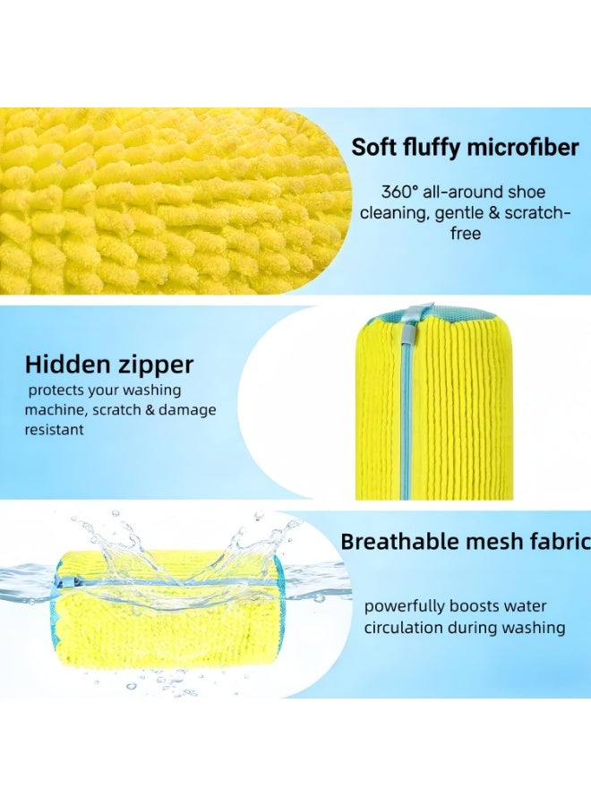 Shoe washing Bag , Laundry Bag For Shoes ,Portable Travel Shoe Storage Bag, Reusable sports shoe cleaning bag for washing machine ,Suitable for men's, women's and children's Thick and durable yellow(39CM*19CM) - Image 4